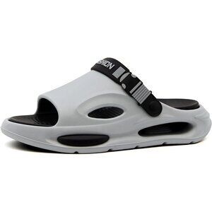 👑Men's Slippers Slide Sandals Gray with Back Strap Open Toe Ultra Comfy Shoes